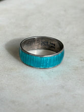 Load image into Gallery viewer, Vintage Blue Enamel Sterling Silver Band Size 5
