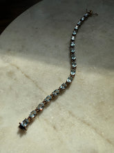 Load image into Gallery viewer, Blue Topaz Gold Vermeil Tennis Bracelet 7.25”
