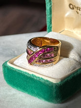 Load image into Gallery viewer, Chunky Gold Vermeil Pink Sapphire Ring Size 5.5
