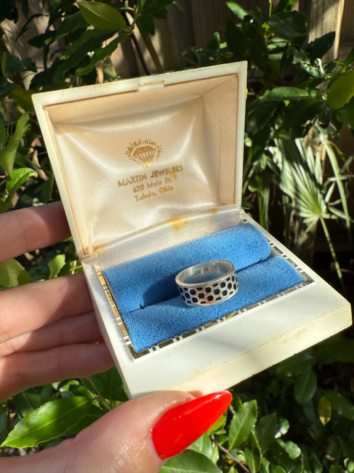 Black Enamel Sterling Silver Band Ring Size 5