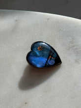 Load image into Gallery viewer, Blue Morpho Butterfly Heart Sterling Brooch
