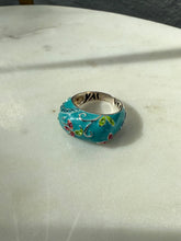 Load image into Gallery viewer, Blue Floral Enamel Sterling Silver Ring Size 8.25
