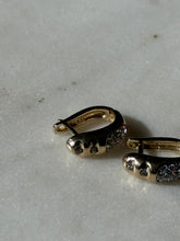 Load image into Gallery viewer, Vintage Solid 10k Gold CZ Hoops
