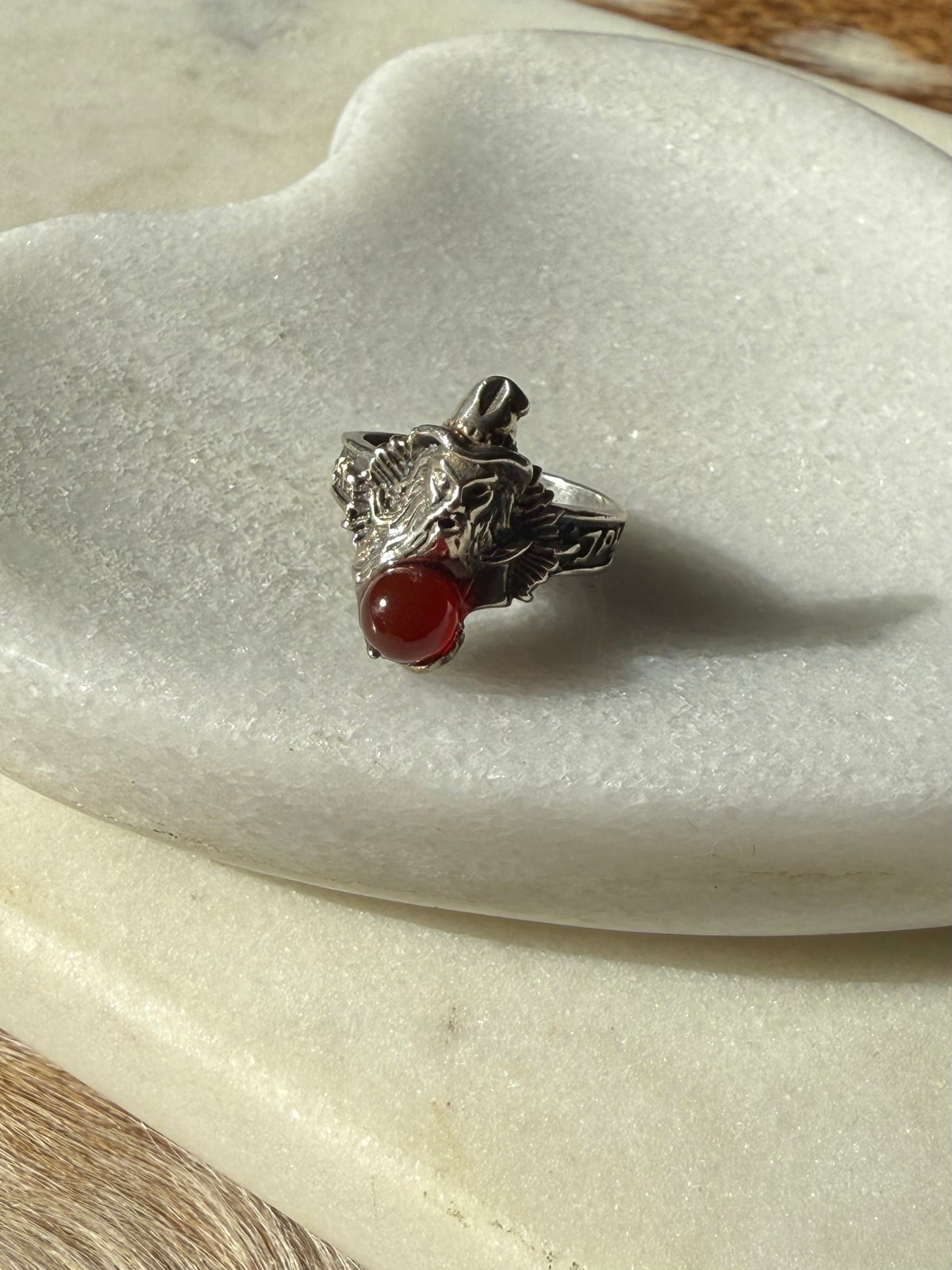 Wizard Sterling Carnelian Ring Size 7.25