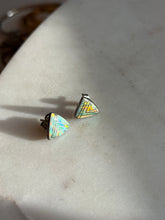 Load image into Gallery viewer, Opal Inlay Sterling Silver Triangle Earrings
