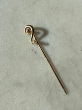 Load image into Gallery viewer, Antique 10k Rosey Gold Pearl Question Mark Stick Pin
