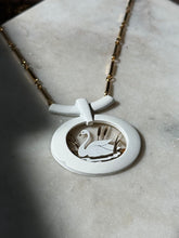 Load image into Gallery viewer, Vintage Swan White Enamel Costume Necklace 23”
