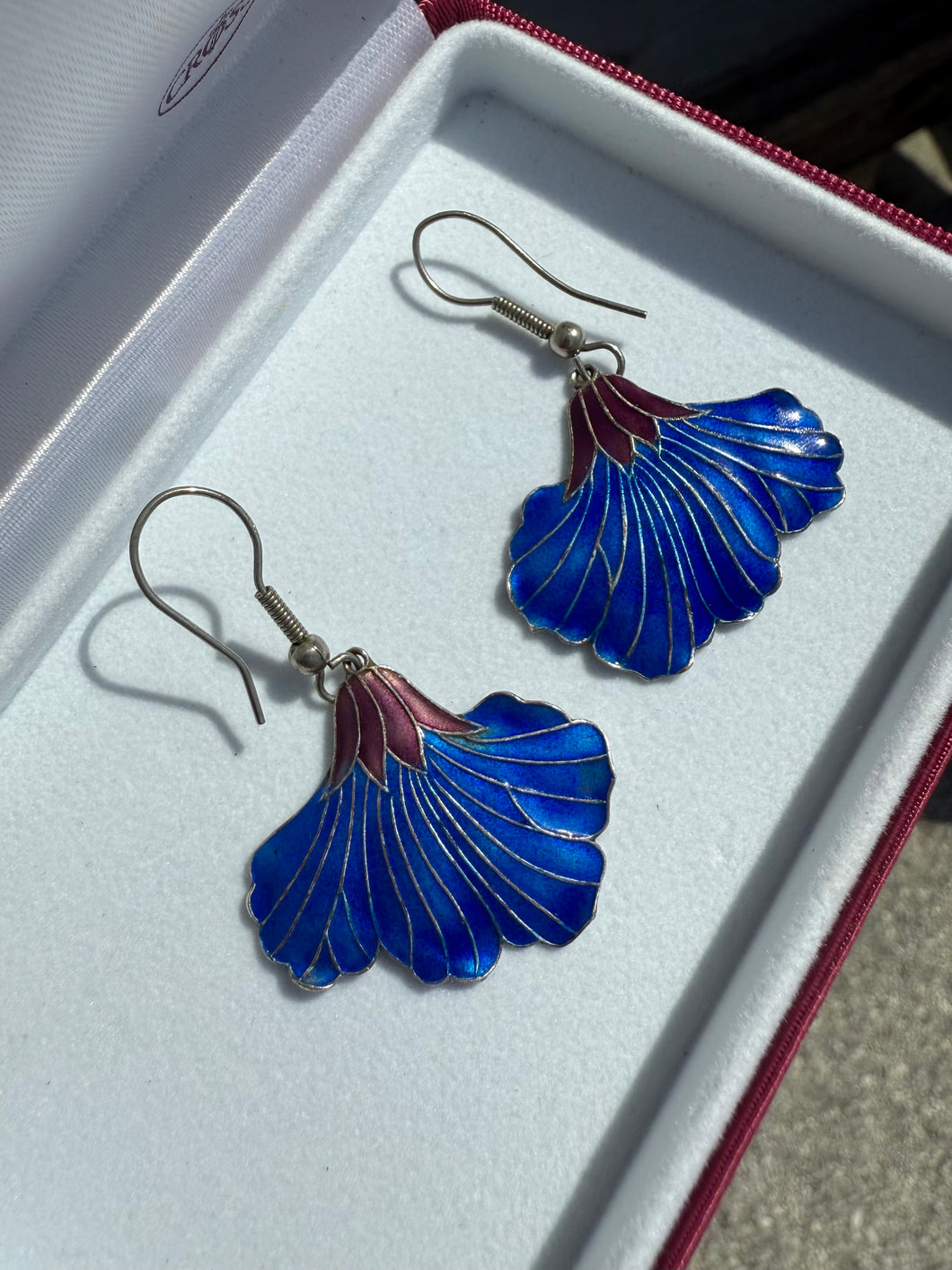 Enamel Flower Sterling Silver Earrings