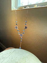 Load image into Gallery viewer, Blue Sapphire &amp; Diamond 10k Gold Flower Necklace 17”
