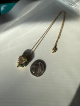 Load image into Gallery viewer, Green White Glass Stone Gold Vermeil Necklace 15”
