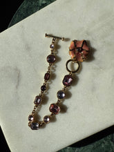 Load image into Gallery viewer, Vintage Enamel Flower Gold Plated Toggle Clasp Bracelet 7.5”

