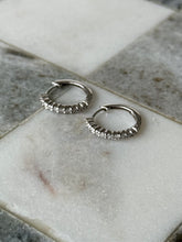 Load image into Gallery viewer, Diamond 14k White Gold Hoop Earrings

