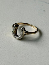 Load image into Gallery viewer, Diamond Chip Horseshoe 10k Gold Ring Size 5.5
