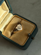 Load image into Gallery viewer, Midcentury 10k Solid Gold Engraved Heart Signet Ring Size 4.5

