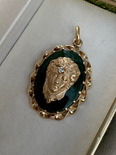 Load image into Gallery viewer, Medusa Vintage 18k Gold Jade &amp; Diamond Pendant
