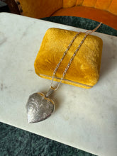Load image into Gallery viewer, Vintage Etched Heart Locket Sterling Silver Necklace 23”
