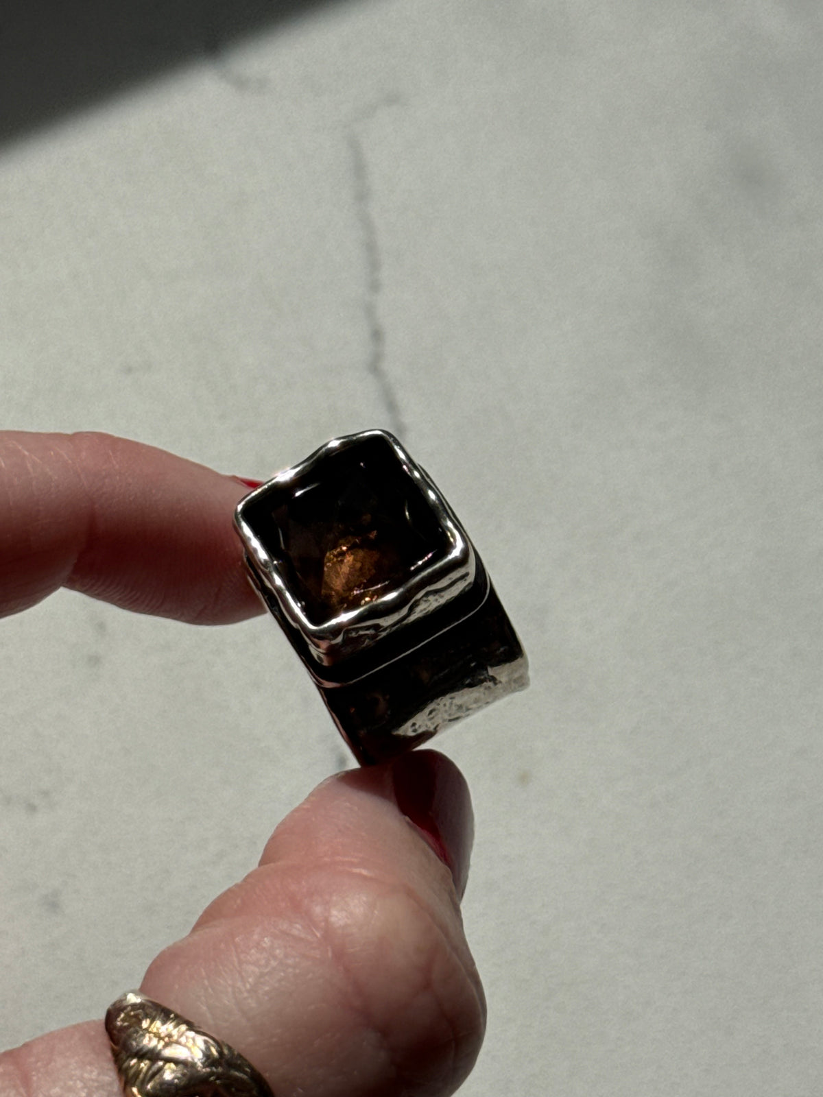 Silpada Smokey Quartz Sterling Silver Square Ring Size 6