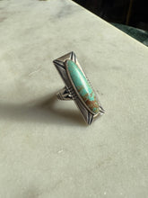 Load image into Gallery viewer, Elongated Turquoise Sterling Silver Ring Size 4.75

