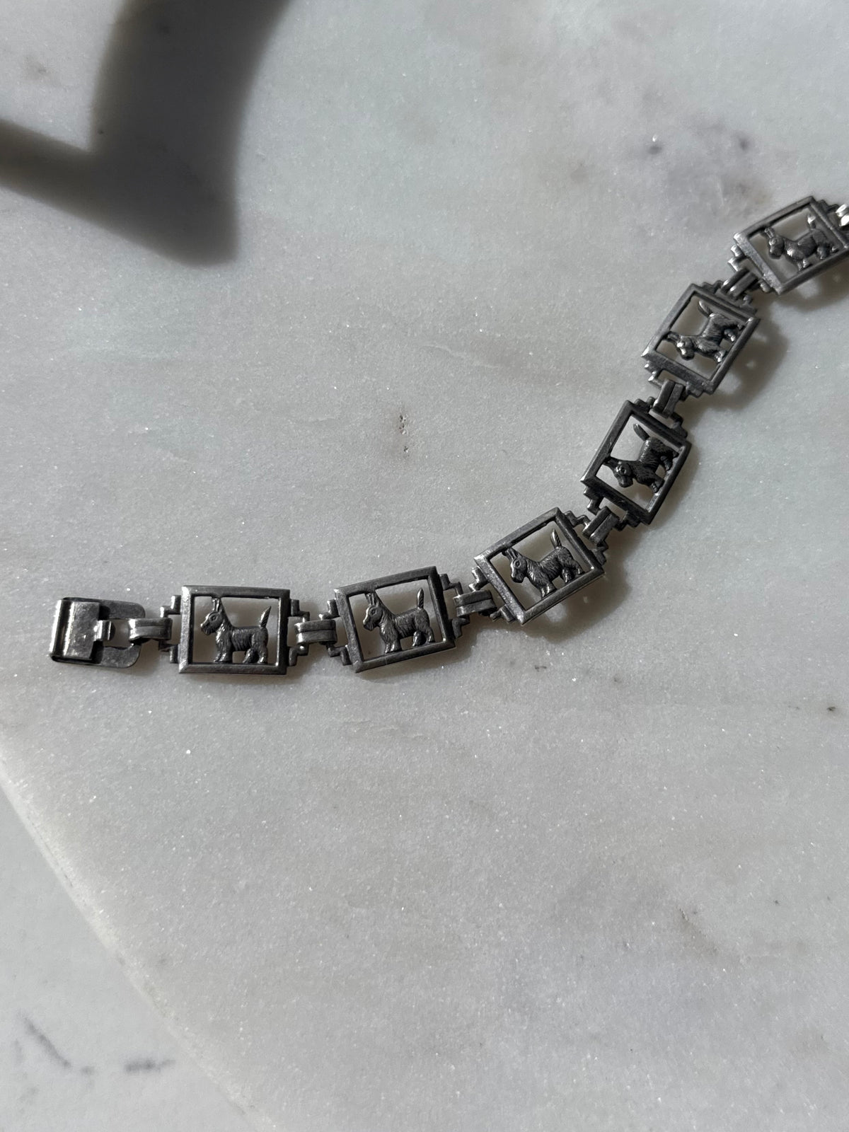 Vintage Scottish Terrier Sterling Silver Bracelet 7.5”