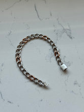 Load image into Gallery viewer, Sterling Silver Two-Tone Cuban Link Bracelet 8”
