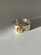 Load image into Gallery viewer, Vintage Sterling &amp; Brass Smiley Ring Size 8.25
