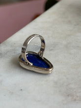 Load image into Gallery viewer, Chunky Lapis Sterling Silver Ring Size 9
