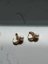 Load image into Gallery viewer, Gold Vermeil Pearl Clicker Hoops
