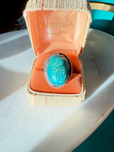 Load image into Gallery viewer, Chunky Turquoise Sterling Silver Ring Size 8
