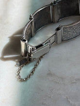 Load image into Gallery viewer, Floral Etched Sterling Silver Panel Link Bracelet 7.5”
