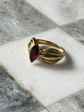Load image into Gallery viewer, y2k Red Glass Gold Vermeil Ring Size 9.5
