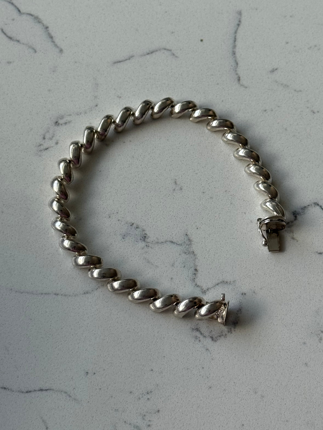 Italian Sterling Silver San Marco Croissant Link Bracelet 8”