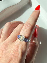 Load image into Gallery viewer, Purple &amp; White Glass Sterling Silver Ring Size 8
