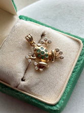 Load image into Gallery viewer, Solid 14k Yellow Gold Emerald Diamond Frog Pendant

