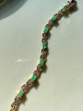 Load image into Gallery viewer, Emerald Gold Vermeil Tennis Bracelet 7.25”
