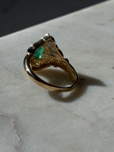 Load image into Gallery viewer, Emerald &amp; Diamond 14k Gold Ring Size 9
