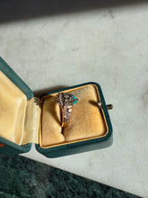Load image into Gallery viewer, Rose Cut Diamond Seed Pearl Turquoise Victorian 10k Rosey Gold Ring Size 5.25
