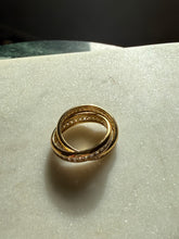 Load image into Gallery viewer, CZ Gold Vermeil Double Band Ring Size 9.25
