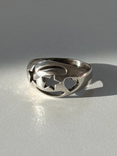 Load image into Gallery viewer, Vintage Celestial Heart Sterling Silver Ring Size 10.5
