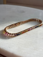 Load image into Gallery viewer, Colorful Gold Vermeil Tennis Bracelet 7.5”
