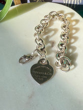 Load image into Gallery viewer, Tiffany &amp; Co. Sterling Silver Cable Link Heart Toggle Bracelet 7.25”

