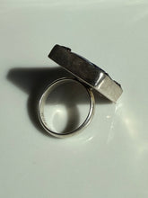 Load image into Gallery viewer, Art Glass Chunky Square Sterling Silver Ring Size 8.25
