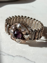 Load image into Gallery viewer, Vintage Purple Flower Sterling &amp; Gold Fill Expansion Bracelet
