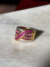 Load image into Gallery viewer, Chunky Gold Vermeil Pink Sapphire Ring Size 5.5
