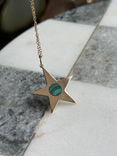 Load image into Gallery viewer, Malachite Inlay 14k Gold Star Pendant
