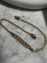 Load image into Gallery viewer, Vintage 14k Gold Emerald Bracelet 7.5”
