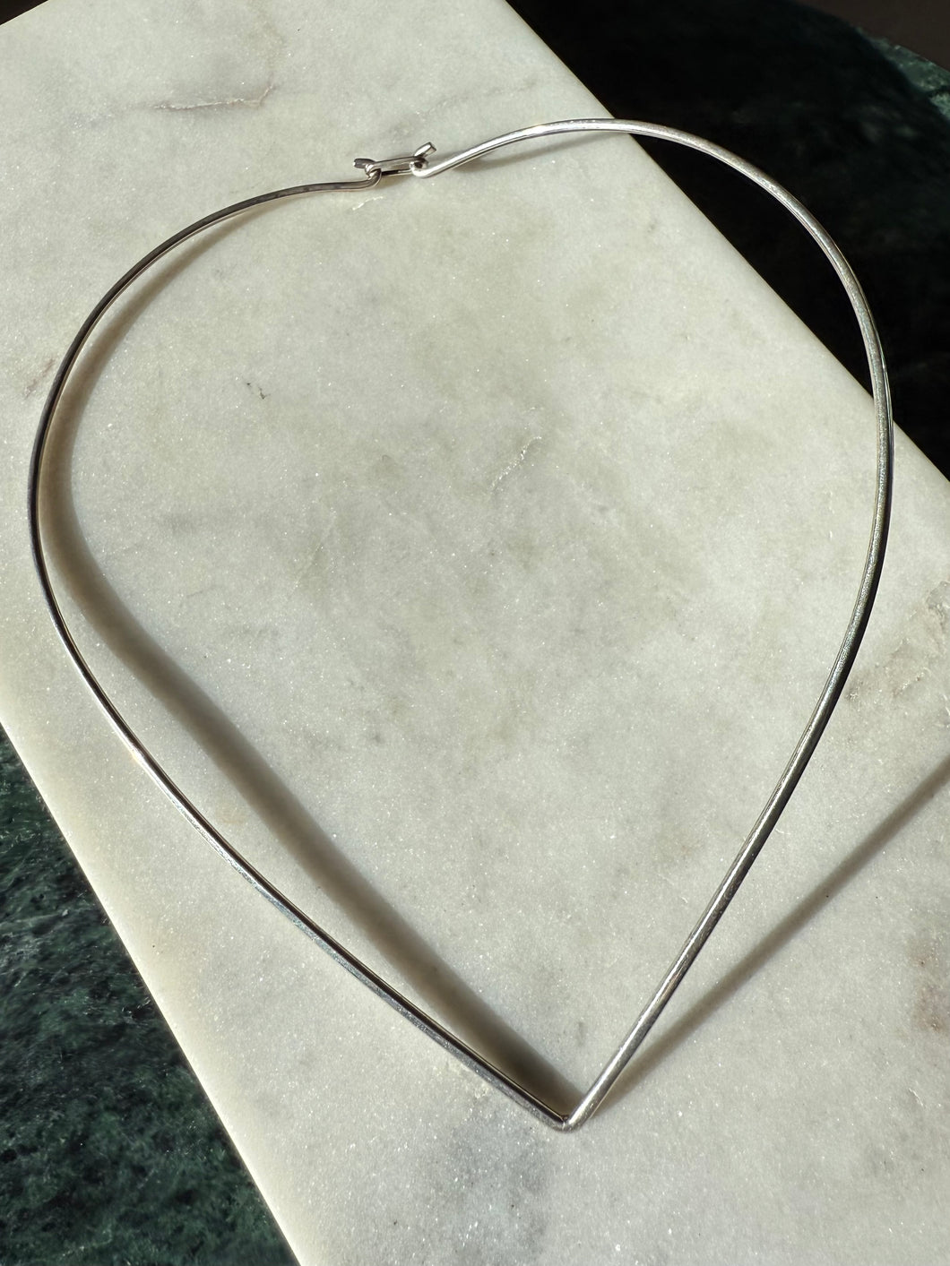 V-Shape Sterling Silver Torque Necklace 16”