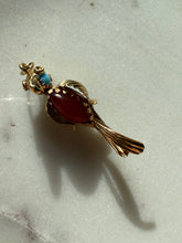 Load image into Gallery viewer, Italian 14k Gold Parrot Jade Turquoise Carnelian Pendant
