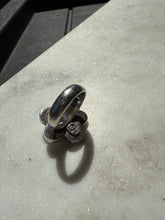 Load image into Gallery viewer, Mother of Pearl &amp; Blue Topaz Flower Ring Size 7
