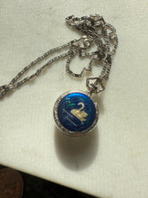 Load image into Gallery viewer, Antique Sterling Silver Enamel Swan Necklace
