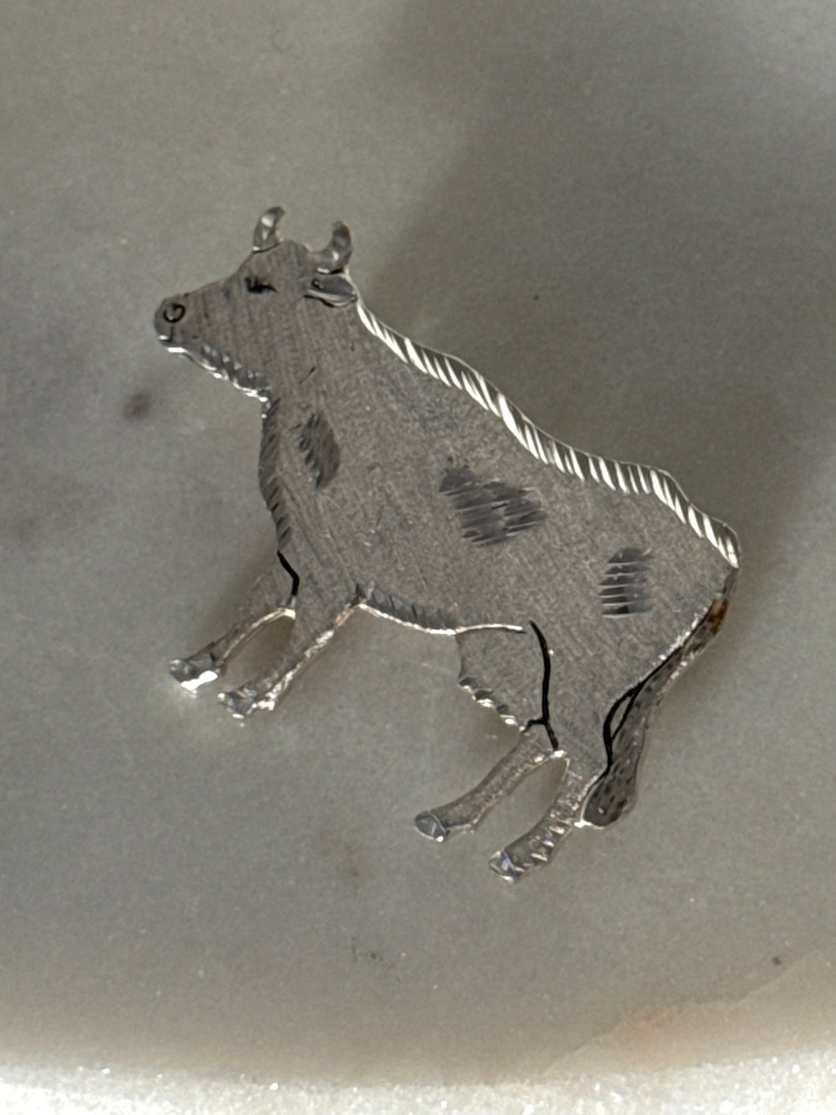 Vintage Cow Sterling Silver Brooch